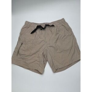 Koppen Mens Tan Nylon Hiking Shorts‎ Integrated Belt Mesh Lined Khaki Size M